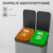 Kétrekeszes hulladékgyűjtő, 2 x 30 literes, ujjlenyomat-taszító, pedálos, kivehető belső vödrök, szürke