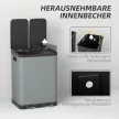 Kétrekeszes hulladékgyűjtő, 2 x 30 literes, ujjlenyomat-taszító, pedálos, kivehető belső vödrök, szürke