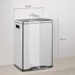 Szemetes, hulladékgyűjtő fedéllel és lábpedállal, rozsdamentes acél, 2 x 20 literes rekesszel, ezüst