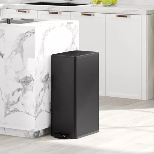  Mülleimer 20L, Soft-Close-Deckel, Deodorant-Fach, Fingerabdrucksicher, Edelstahl, Schwarz