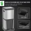  Mülleimer 20+14L Treteimer mit Deckel Fußpedal Kippfach herausnehmbare Inneneimer, Edelstahl 32,5 x 31,5 x 78 cm Silber