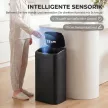 48 literes szenzoros szemetes konyhába vagy irodába, automatikus záródási funkcióval, rozsdamentes acél, fekete