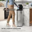 50 literes szenzoros hulladékgyűjtő lágy záródású funkcióval, érintésmentes rozsdamentes acél hulladékgyűjtő higiénikus konyhákba és irodákba, ezüst színű