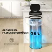 Szenzoros, 55 literes hulladékgyűjtő, érintésmentes szemetes, lágyan záródó rozsdamentes acél fedéllel konyhába és edzőterembe