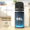Szenzoros, 55 literes hulladékgyűjtő lágyan záródó rozsdamentes acél fedéllel, konyhába, edzőterembe, irodába, fekete színben