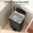 20 literes pedálos szemetes lágyan záródó fedéllel, kivehető belső vödörrel, matt fekete, 34,2 x 30,6 x 44,2 cm