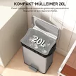 20 literes pedálos szemetes lágyan záródó fedéllel, kivehető belső vödörrel, ezüst, 34,2 x 30,6 x 44,2 cm