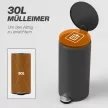 Mülleimer 30 L Treteimer mit Softclose-Deckel und Pedal, Inneneimer Metall, Schwarz, 36 x 30 x 60,5 cm