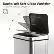 Sensor Mülleimer 40L Edelstahl Automatischer Mülleimer mit Soft-Close-Deckel Bewegungssensor 35,5 x 26 x 55 cm Silber