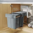 Kihúzható hulladékgyűjtő, 2 x 20 l, kivehető tartályokkal, műanyag, fém, szürke