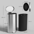  Mülleimer mit Soft-Close Deckel Treteimer mit Herausnehmbarem Inneneimer 30L Silber