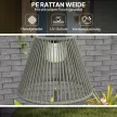 Napelemes állólámpa, rattan stílusú, napelemes lámpák fényérzékelővel, 25 LED izzó, bohém stílusú napelemes lámpa, Ø33 x 135 cm