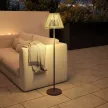 Napelemes állólámpa, rattan stílusú, napelemes lámpák fényérzékelővel, 25 LED izzó, bohém stílusú napelemes lámpa, Ø33 x 135 cm