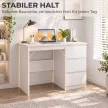  Computertisch Schreibtisch mit 3 Schubladen, Moderner Bürotisch PC Tisch 100 x 50 x 75 cm, Weiß