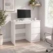  Computertisch Schreibtisch mit 3 Schubladen, Moderner Bürotisch PC Tisch 100 x 50 x 75 cm, Weiß