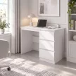  Computertisch Schreibtisch mit 3 Schubladen, Moderner Bürotisch PC Tisch 100 x 50 x 75 cm, Weiß