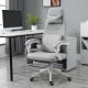 Irodai szék, ergonomikus íróasztali szék fejtámlával, deréktámasszal, magasságban állítható gamer szék lábtartóval, magas háttámla, szürke 62 x 68 x 117-127 cm