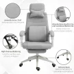 Irodai szék, ergonomikus íróasztali szék fejtámlával, deréktámasszal, magasságban állítható gamer szék lábtartóval, magas háttámla, szürke 62 x 68 x 117-127 cm