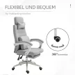 Irodai szék, ergonomikus íróasztali szék fejtámlával, deréktámasszal, magasságban állítható gamer szék lábtartóval, magas háttámla, szürke 62 x 68 x 117-127 cm
