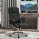 Irodai szék, számítógépes szék hintafunkcióval, fejtámlával, ergonomikus íróasztali szék, forgó, magasságállítható, vászonhatású fekete, 62 x 76 x 110-119 cm