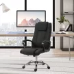 Irodai szék, számítógépes szék hintafunkcióval, fejtámlával, ergonomikus íróasztali szék, forgó, magasságállítható, vászonhatású fekete, 62 x 76 x 110-119 cm