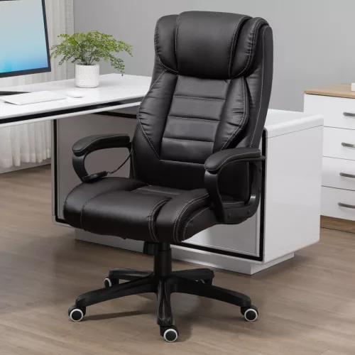 Irodai szék masszázsfunkcióval, állítható magasságú vezetői szék, ergonomikus forgószék, 6 vibrációs pont, barna