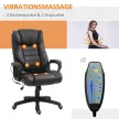 Irodai szék masszázsfunkcióval, állítható magasságú vezetői szék, ergonomikus forgószék, 6 vibrációs pont, barna
