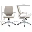Irodaszék, íróasztali szék, otthoni irodai szék hintafunkcióval, állítható magasságú háttámlával, vastagon párnázott, ergonomikus, 360°-ban forgó görgőkkel, poliészter, nejlon, PP, bézs+fehér, 62x69x92-100 cm