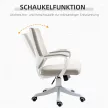 Irodaszék, íróasztali szék, otthoni irodai szék hintafunkcióval, állítható magasságú háttámlával, vastagon párnázott, ergonomikus, 360°-ban forgó görgőkkel, poliészter, nejlon, PP, bézs+fehér, 62x69x92-100 cm