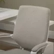 Irodaszék, íróasztali szék, otthoni irodai szék hintafunkcióval, állítható magasságú háttámlával, vastagon párnázott, ergonomikus, 360°-ban forgó görgőkkel, poliészter, nejlon, PP, bézs+fehér, 62x69x92-100 cm