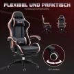 Irodai szék, gamer szék, 1 fejtámla, 1 deréktámasz, rózsaszín + fekete
