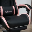 Irodai szék, gamer szék, 1 fejtámla, 1 deréktámasz, rózsaszín + fekete