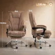 Ergonomikus irodai szék masszázsfunkcióval, lábtartóval, forgóval, görgőkkel, barna
