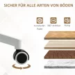 Magasságban állítható íróasztali szék puha ülőpárnával és műbőr huzattal, rugalmas kerekekkel és dönthető funkcióval, fehér