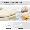 Karfa nélküli irodai szék műbőr kárpitozással, görgős íróasztali szék, extra ülőpárnával, magasságállítható, mobil, bézs