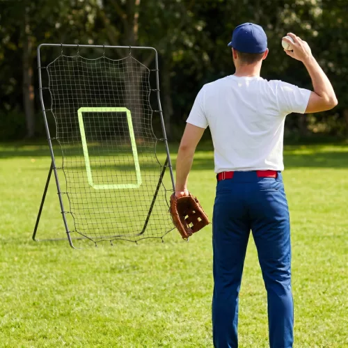 Baseball lepattanóháló, időjárásálló, fém keret, zöld ütési zóna, 174M x 123SZ x 90MÉ cm