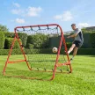 Futball-visszapattanó, 84 x 84 cm, folyamatosan állítható szöggel, visszarúgás-visszapattanó fallal, futballkapu ifjúsági lövészethez, passz- és labdakezelési edzéshez, piros