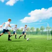  Fußballtor für Spiele & Training, UV-beständig, robust, Bodenverankerungen, Weiß