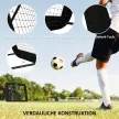 Futball-kapu, 128 x 118 cm, ütőfal védőéllel és csapokkal, 5 pozícióban állítható, hordozható visszapattanó, futballkapu fiataloknak, visszapattanó fal futballedzéshez, fekete