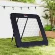 Futball-kapu, 128 x 118 cm, ütőfal védőéllel és csapokkal, 5 pozícióban állítható, hordozható visszapattanó, futballkapu fiataloknak, visszapattanó fal futballedzéshez, fekete