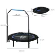 Fitness trambulin, összecsukható, állítható kormány, Ø102x123M cm, 150 kg-ig, fekete/kék