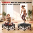 Fitness trambulin állítható T-fogantyúval, összecsukható, hordtáskával, 180 kg teherbírással, acél, műanyag, fekete