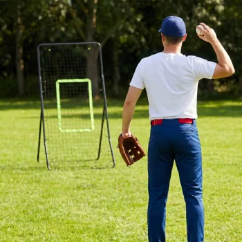   Baseball lepattanóháló, hordozható softball dobóháló, lepattanóháló célzónával, dobóháló baseballokhoz és softballokhoz, fém, fekete