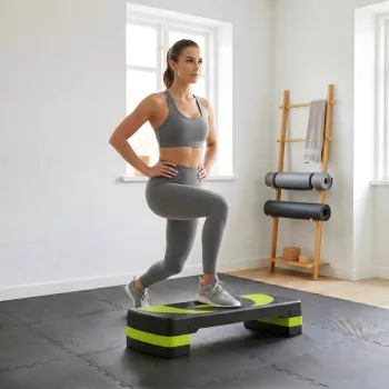   Aerobik lépcsőzőgép, állítható magasságú, beltéri és kültéri használatra, teherbírás akár 150 kg, 80 x 31 x 10-20 cm, zöld