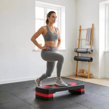   Aerobik lépcsőzőgép, állítható magasságú, beltéri és kültéri használatra, teherbírás akár 150 kg, 80 x 31 x 10-20 cm, piros