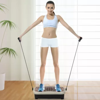   Vibrációs plató, vibrációs tréner, vibrációs eszköz, fitnesz tréner, LED kijelző, USB hangszóró, edzőszalagok, távirányító