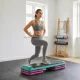 Magasságban állítható fellépődeszka, 3 szintes (10/15/20 cm) fitneszlépcső, csúszásmentes fellépőpad otthonra, edzőterembe, irodába, műanyag, fekete+zöld+ibolyaszínű