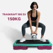Magasságban állítható fellépődeszka, 3 szintes (10/15/20 cm) fitneszlépcső, csúszásmentes fellépőpad otthonra, edzőterembe, irodába, műanyag, fekete+zöld+ibolyaszínű