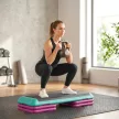 Magasságban állítható fellépődeszka, 3 szintes (10/15/20 cm) fitneszlépcső, csúszásmentes fellépőpad otthonra, edzőterembe, irodába, műanyag, fekete+zöld+ibolyaszínű