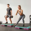 Magasságban állítható fellépődeszka, 3 szintes (10/15/20 cm) fitneszlépcső, csúszásmentes fellépőpad otthonra, edzőterembe, irodába, műanyag, fekete+zöld+ibolyaszínű